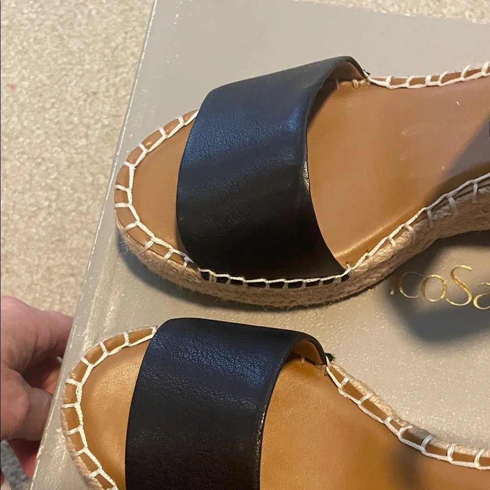 Franco Sarto Black Espadrille Wedge Sandals - Picture 9 of 13